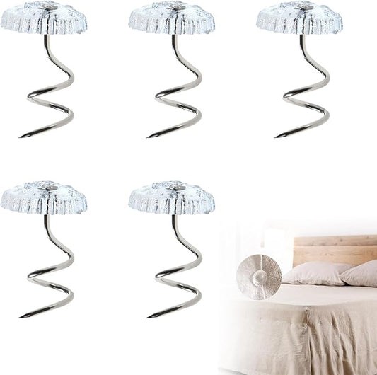 100Pcs Bed Skirt Pins, 10mm Clear Head Twist Pins for Sofa Covers, Upholstery, & Fabric – No-Slip Furniture Fasteners for Sheets, Car Interiors, Garage Insulation