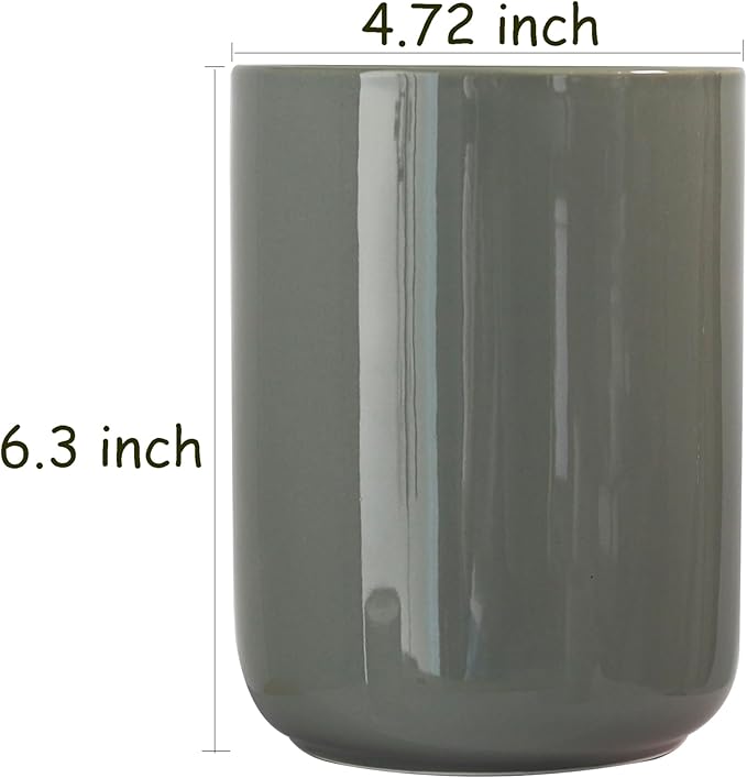 Kitchen Utensil Holder, Ceramic Utensil Holder for Kitchen Counter, Stable Cooking Utensil Crock, Spatula Holder for Farmhouse Countertop（H6.3inch)