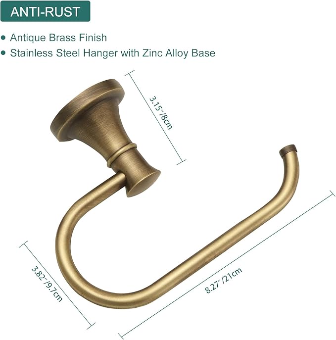 Hoimpro Antique Brass Towel Ring Toilet Paper Holder 2 Set, Double Bathroom Hardware Fixtures Toilet Roll Tissue Holder, Hand Towel Bar Towel Rack Rv Accessories, Sus304 Stainless Steel, Wall Mount