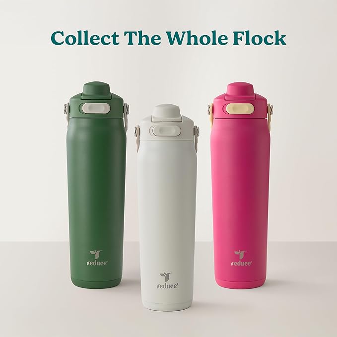 REDUCE Aura Vacuum Insulated 26 oz Water Bottle - Leak-Proof & Chug Spout for Quick Hydration - Keeps Drinks Cold for 30 Hours - Removable Handle for Travel or Gym - Soft Sit Base - Lilac Bud