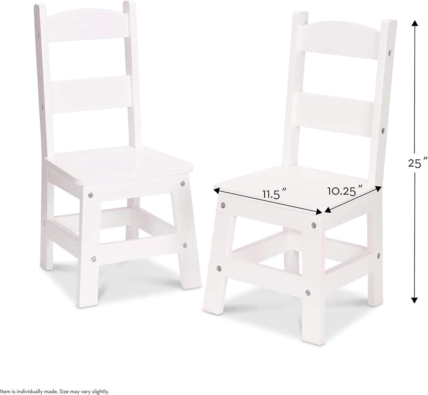 Melissa & Doug Wooden Chairs, Set of 2 - White Furniture for Playroom