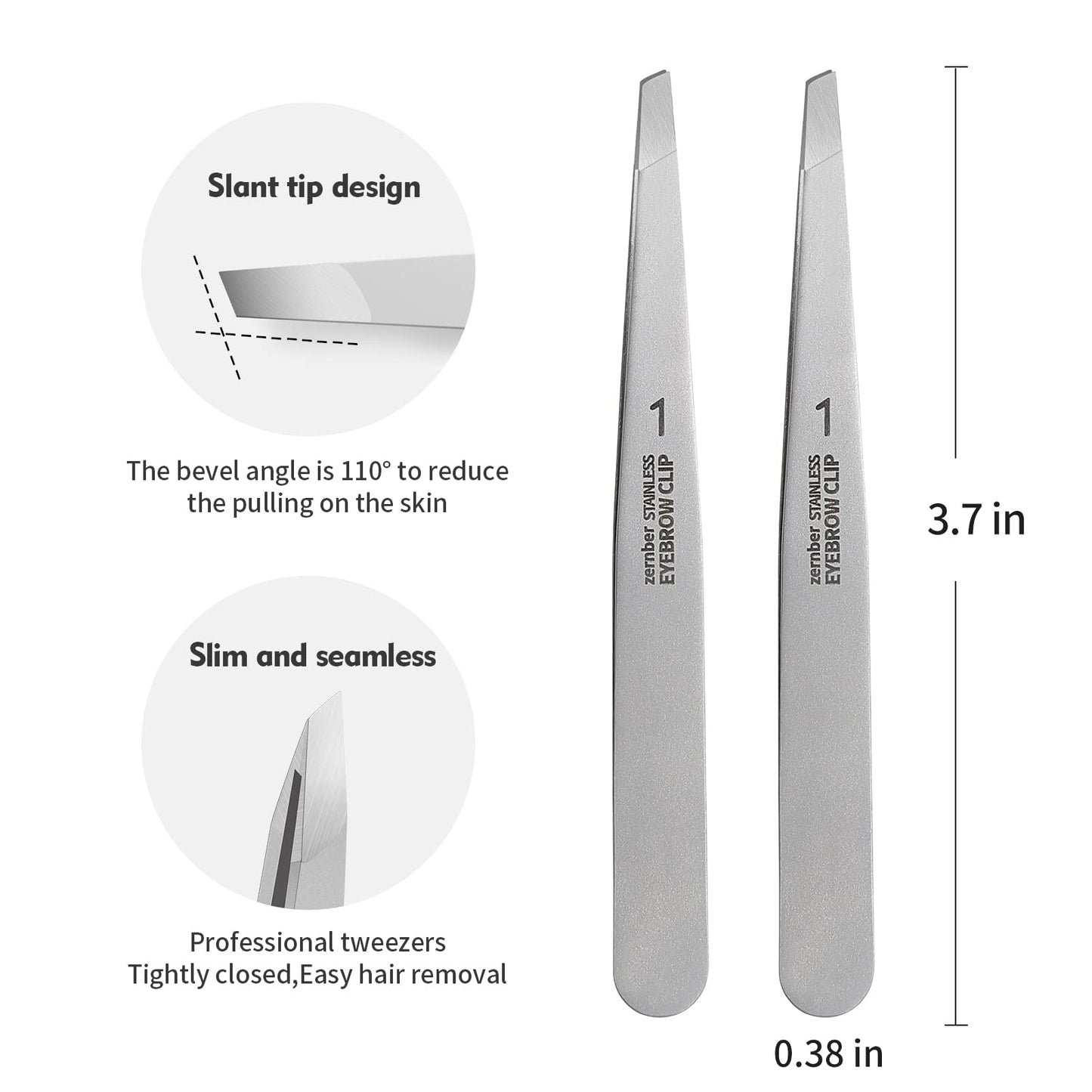 Tweezers Set - Professional Stainless Steel Slant Tweezers, Precision Tweezers Set for Shaping Eyebrows, Great Beauty Tools for Facial Hair, Ingrown Hair, Blackhead Removal(2Pcs Slant Tweezer)