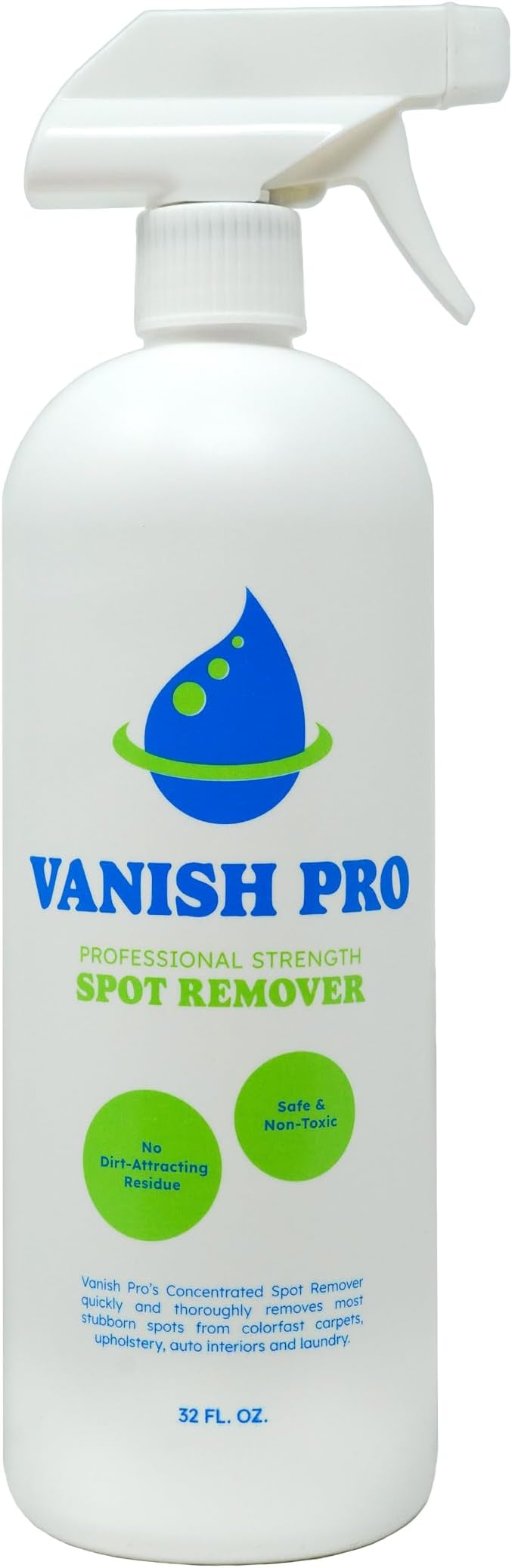 Vanish Pro - Multi-Purpose Spot and Stain Treater Spray – Professional Strength Remover for Food, Grease, Coffee, Wine, Baby & Pet Stains, Laundry & Fabric Safe, Hundreds of Uses, 32 oz. Made in USA