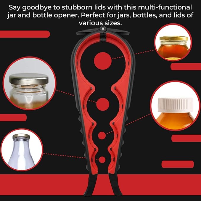Jar Opener Set 4 Pieces LAGONOVA – Bottle Opener, Corkscrew, 1 Silicone Grip Pads, Lid Remover for Arthritic Hands, Kitchen Essential for Jars, Bottles & Cans