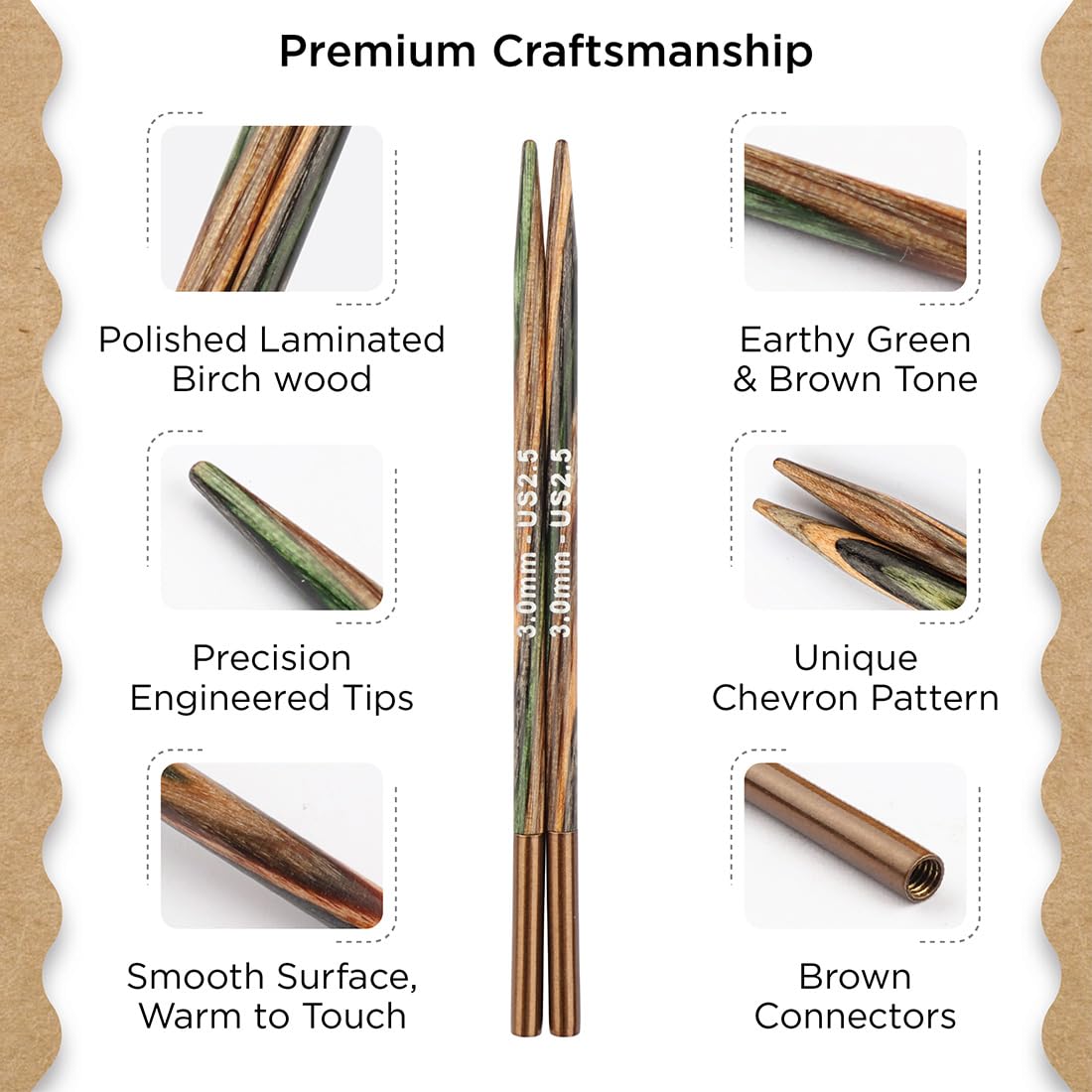 Knitter’s Pride Terra Grande Interchangeable Needle Set 5"" (13cm) – 14 US Sizes (2.5 to 17)