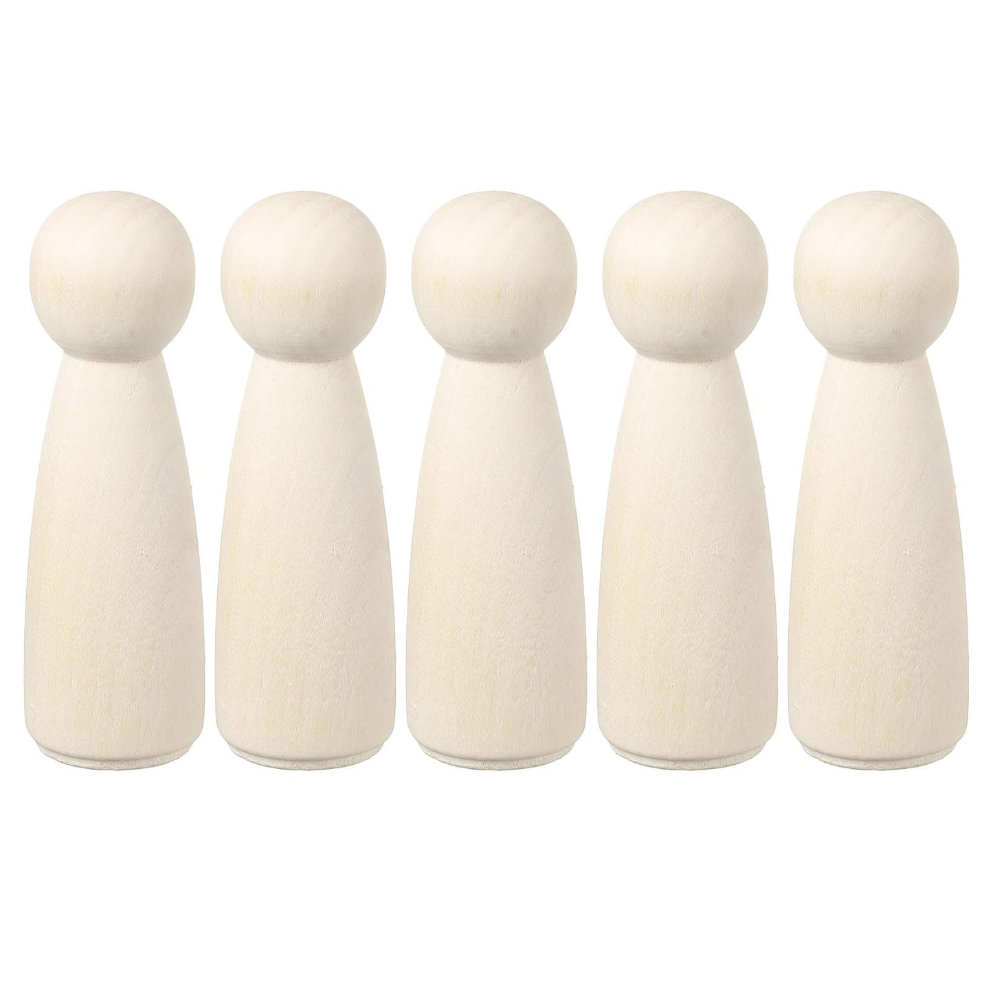 uxcell 5 Pack Wood Peg, 3.5 Inch Girl-Shape Wooden Peg People, Unfinished Wooden Peg People Bodies Figures for DIY Art Craft Painting