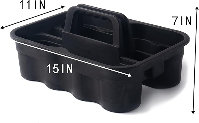Matthew 3 Pack Large Plastic Tote Tool & Deluxe Supply Cleaning Caddy with Handle Portable Shower Basket Storage Caddy for Cleaning Products,Take-Out Drink,Bathrooms - Black