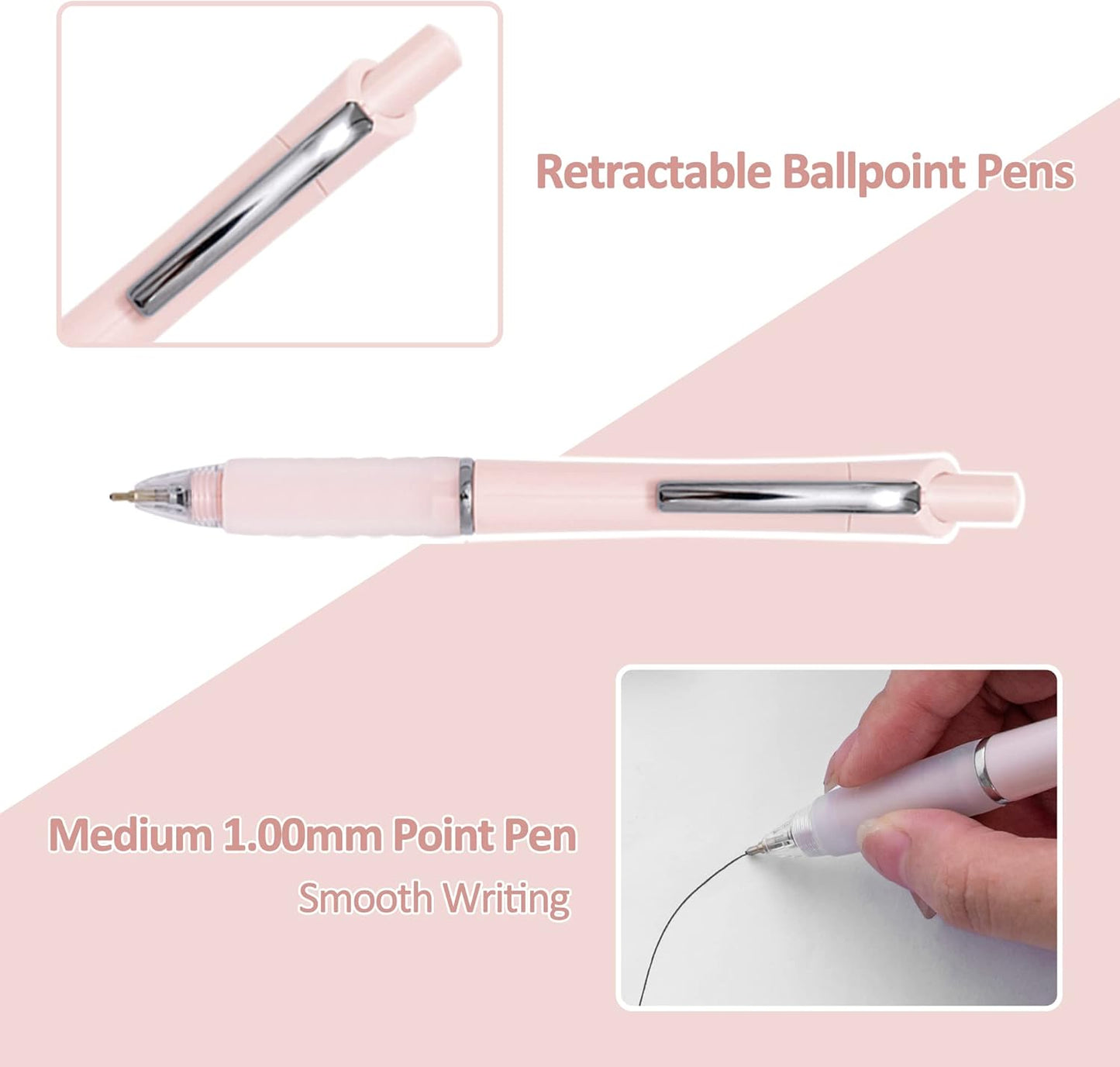 Ball Point Pen Black Ink Ballpoint Pens with Super Soft Grip Medium Point 1.0mm Office Pens (12 pack)