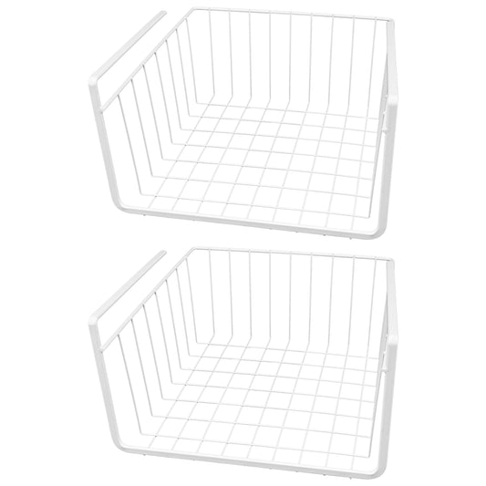 Southern Homewares White Wire Under Shelf Storage Basket Set – 4-Piece Under Cabinet Hanging Storage for Kitchen, Pantry, Organization (10.25" L x 10" W x 4.63" H, 1, Pack of 2)