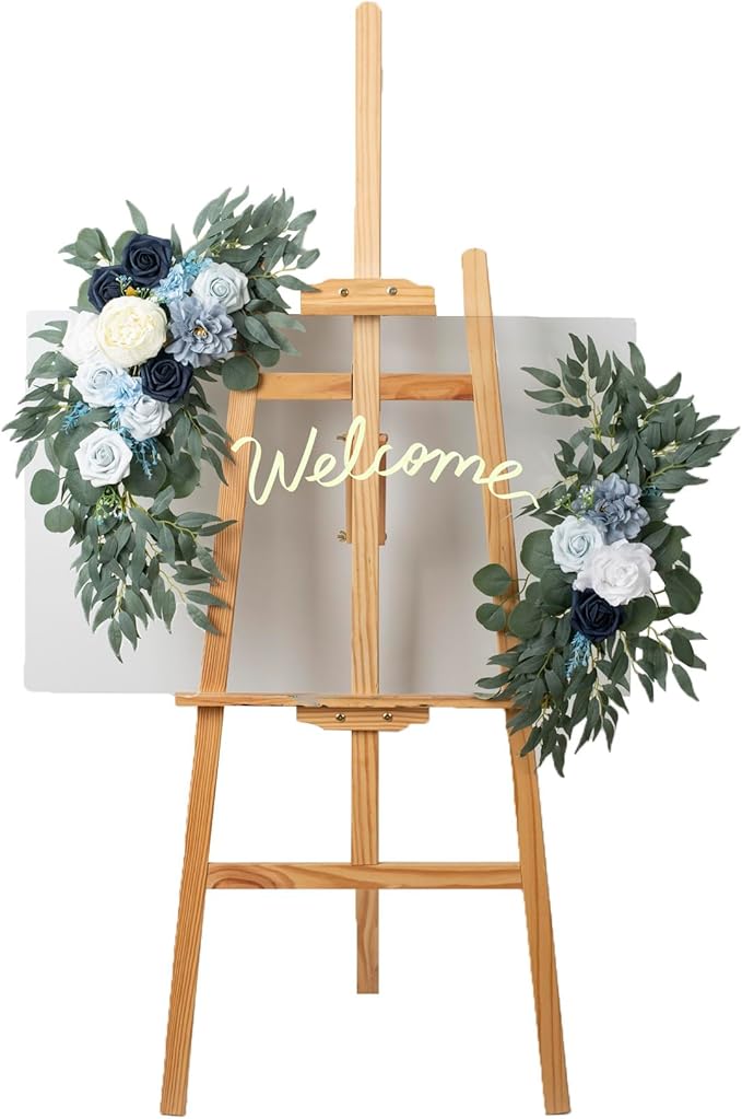 AitnWoy Artificial Wedding Arch Flowers Kit 2 PCS Dust Rose Flowers Silk Peony Floral Swag Welcome Sign for Wedding Ceremony Party Home Garland Decor (Burgundy Red)