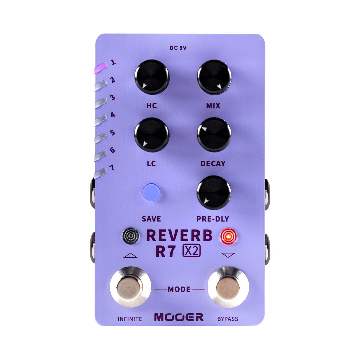 MOOER R7 X2 Stereo Multi Reverb Pedal from Classic Reverb to Modern Ambient, 14 different Reverb types with High Cut, Low Cut, M