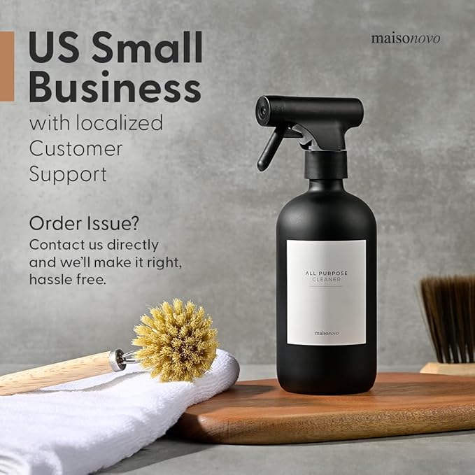 MaisoNovo Spray Bottle for Hair - 16.9 fl oz Black x 2 with 16 Labels