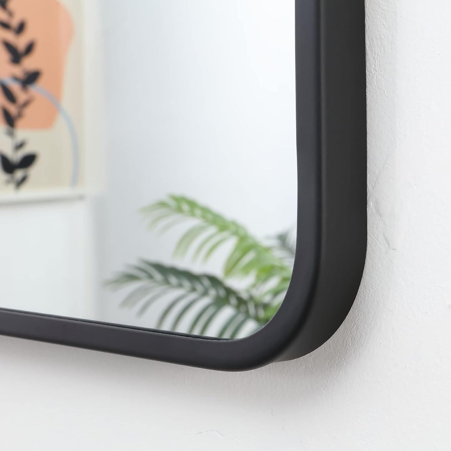 24"x30" Bathroom Wall Mirror with Matte Black Metal Frame & HD Glass, Copper-Free Mirrors Modern Rectangle Round Corner Framed Vanity Mirror - Horizontal or Vertical Installation