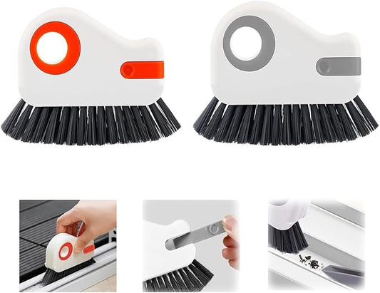 2 in 1 Groove Cleaning Brush Window Track Cleaning Tools, Multifunction Crevice Brush with Hard Bristle and Hidden Scraper, Kitchen Brush Window Track Cleaner for Sliding Door Track, Sill (2Pcs)