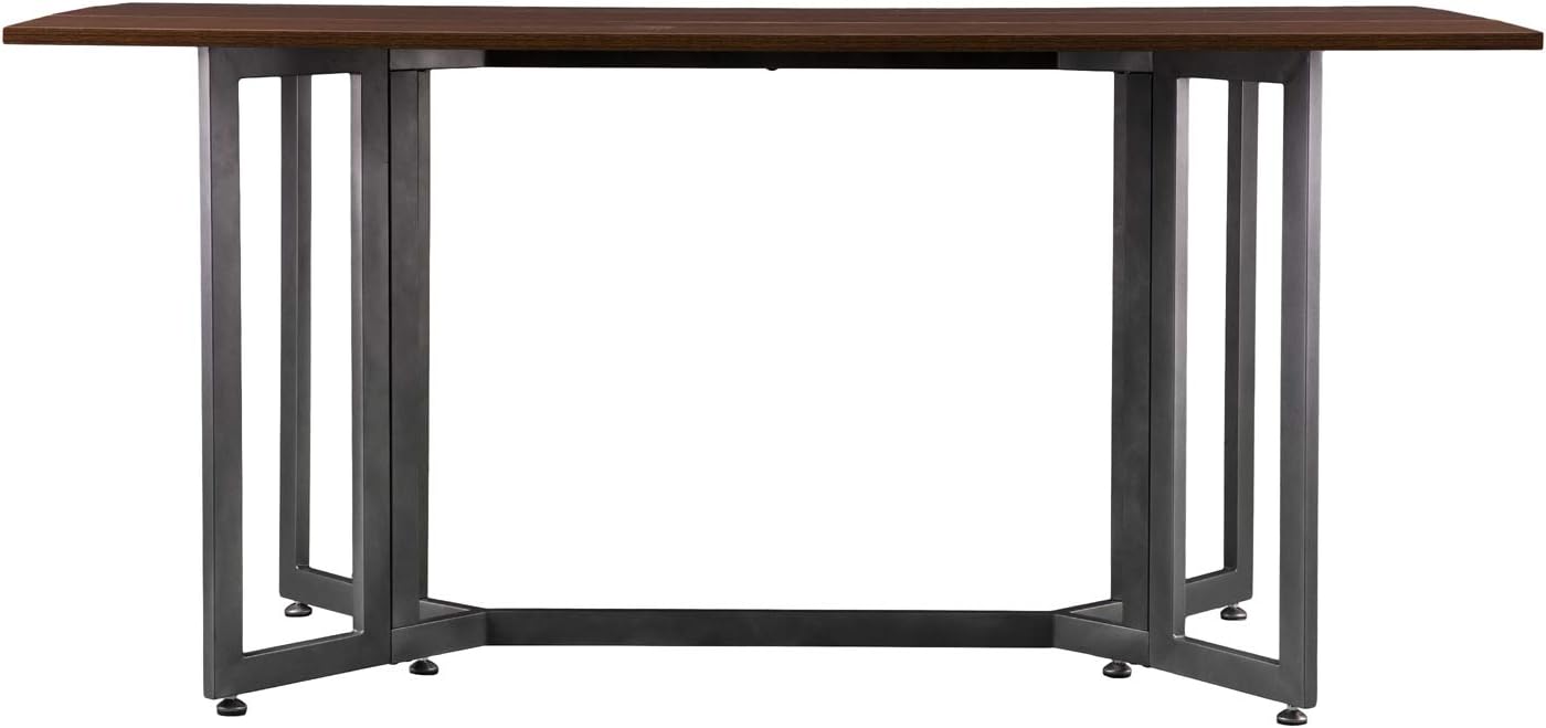 SEI Furniture Driness Drop Leaf Convertible Console to Dining Table, Dark Tobacco, Gunmetal Gray