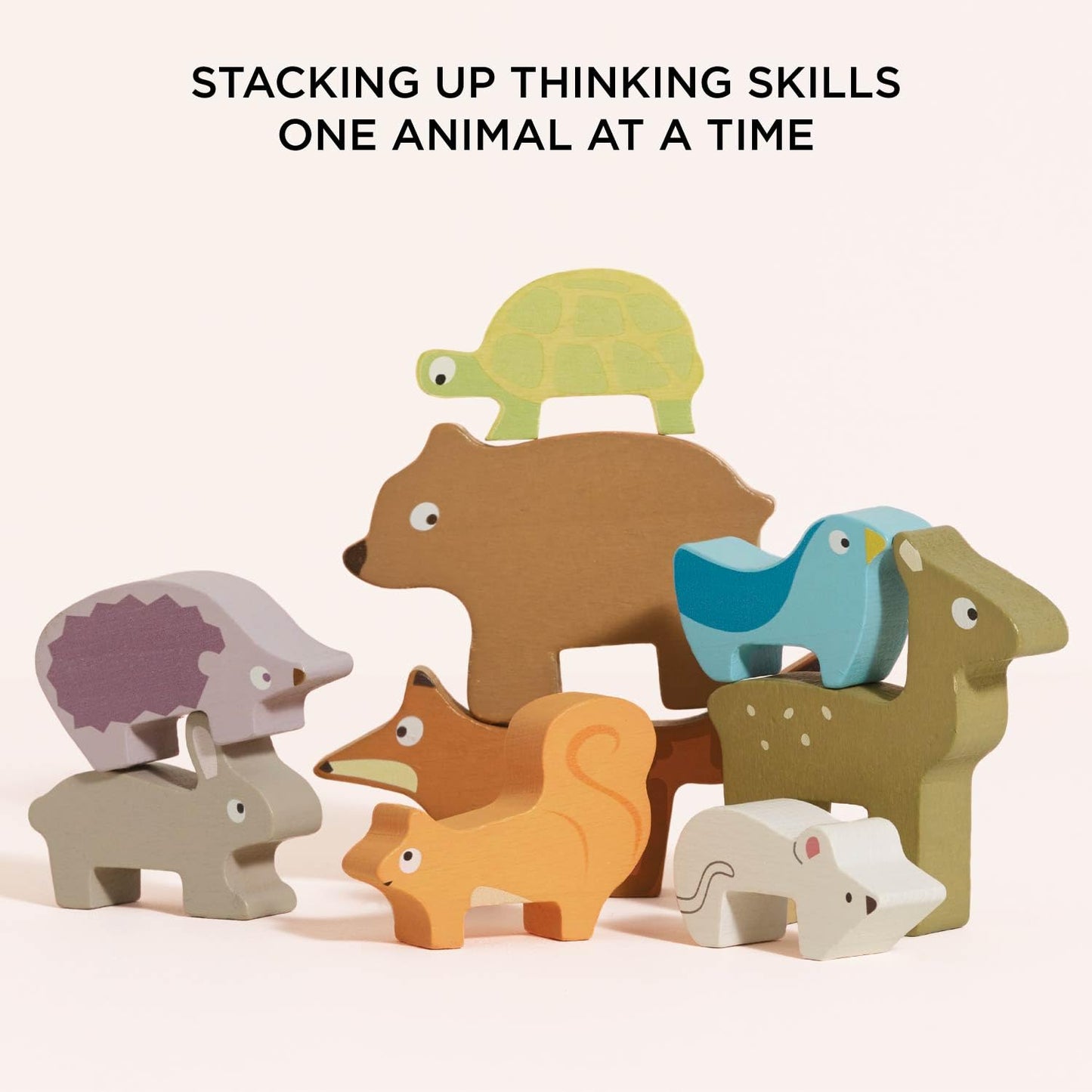 Le Toy Van - Wooden Petilou Forest Stacker Puzzle & Bag Educational Balancing Activities Toy | Great Gift for Kids and Toddlers | Suitable for Age 18+ Months Old