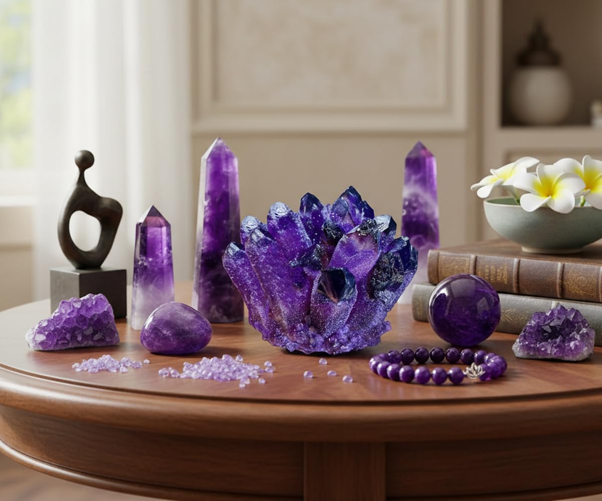 BLOCKv Natural Crystal Amethyst Cluster, Amethyst Crystal Rock, Large Natural Amethyst Crystal Clusters Stone, Raw Amethyst Stone, Natural Amethyst Geode Cave Healing Crystal Stones(200-300g)