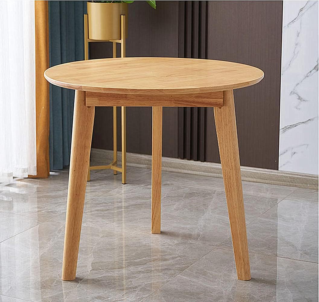Simplicity Solid Wood Dining Table, Round for 2, 24 Inches Coffee Table, Wood Furniture for Small Space, Natural Wood
