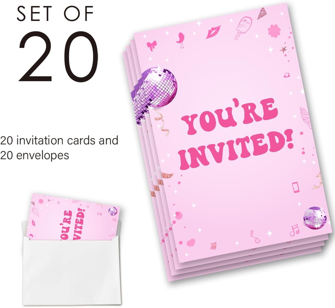 Girl Birthday Party Invitations Supplies with Envelopes Set of 20 Its Me Hi Im The Birthday Girl Its Me Party Invitations Fill in Blank, Double Sided