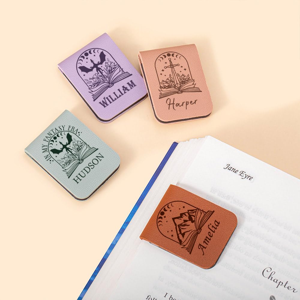 CALLIE Personalized Magnetic Bookmark Clip – Custom Name Reading Gifts for Book Lovers, Birthday Teacher's Day Christmas for Bookworm Gifts (Fantasy Book Dragon)