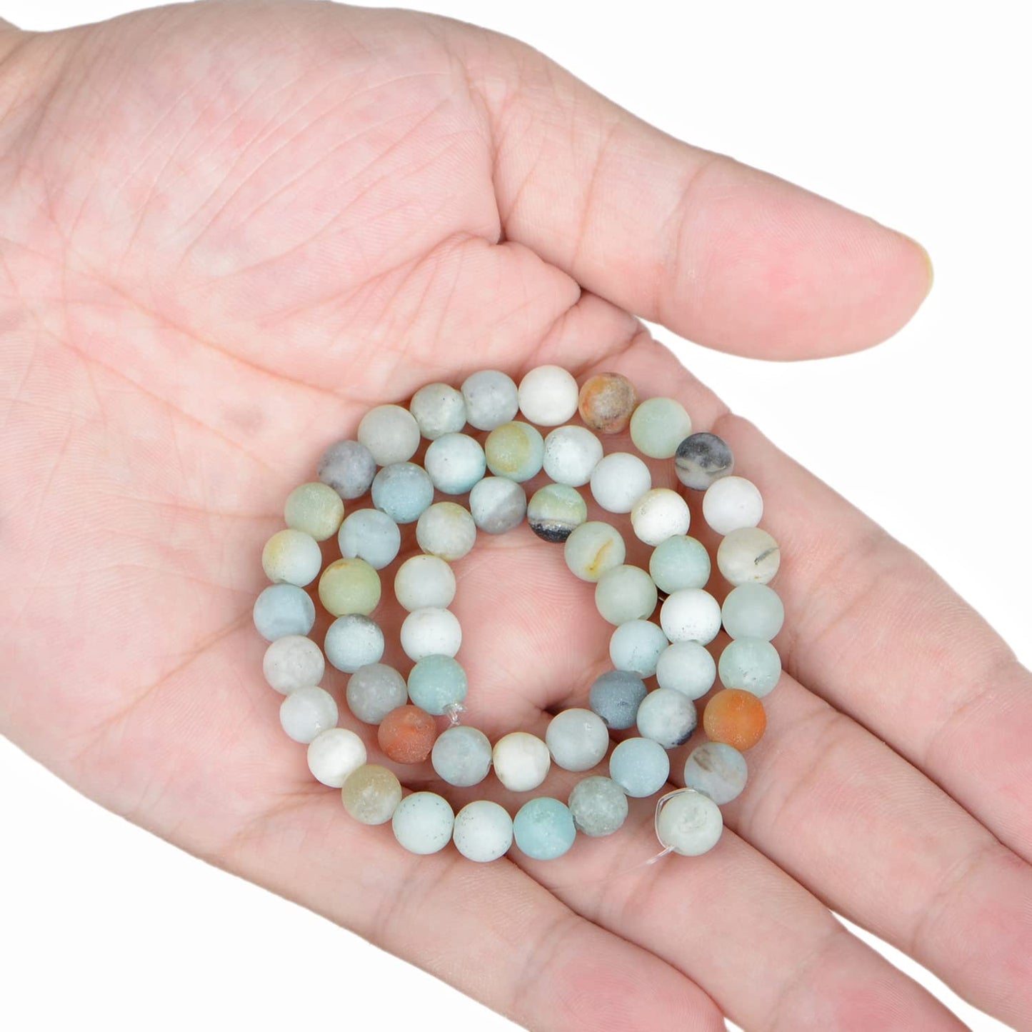 AD Beads Natural Gemstone Round Loose Beads 15" for Bracelet Necklace Earrings Jwelery Making Crafts DIY (6mm, Matte Multicolor Amazonite)