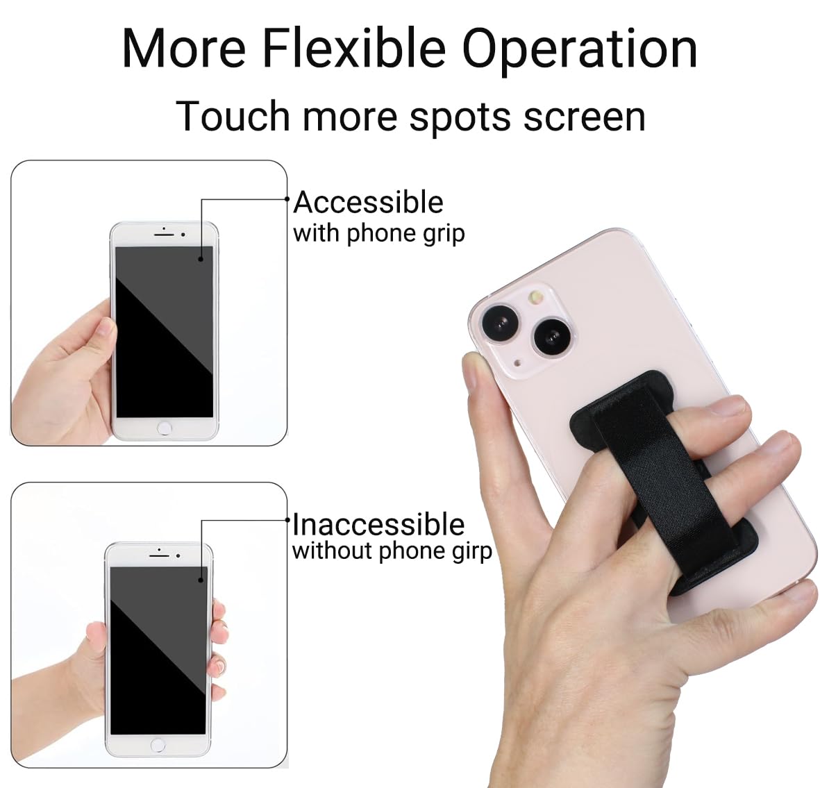 Wuoji Phone Grip Holder For Hand, Universal Finger Strap Phone Holder, Finger Selfie Grip Compatible With Most Smartphones (Gold