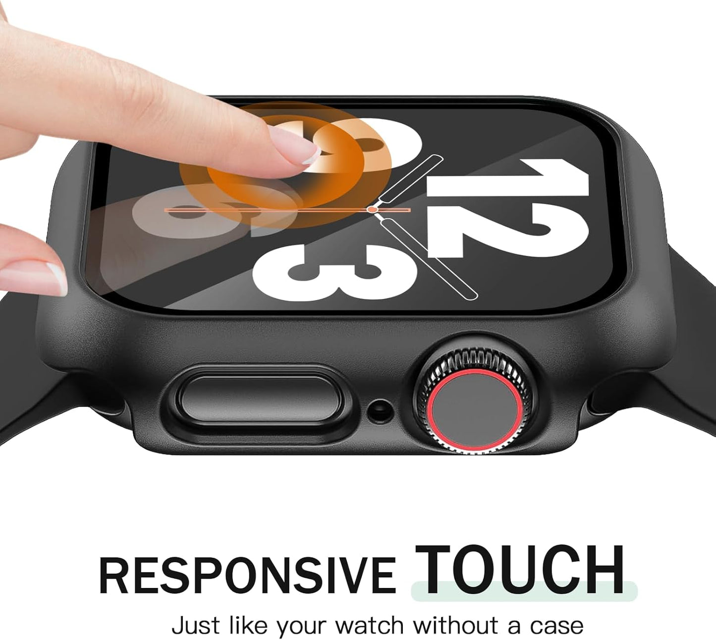 JR.DM 42mm 2 Pack Hard PC Case with HD Tempered Glass Screen Protector for Apple Watch Series 10/11 (2025), Guard Bumper Full Coverage Protective Anti-Scratch Face Cover for iWatch, Black+Clear