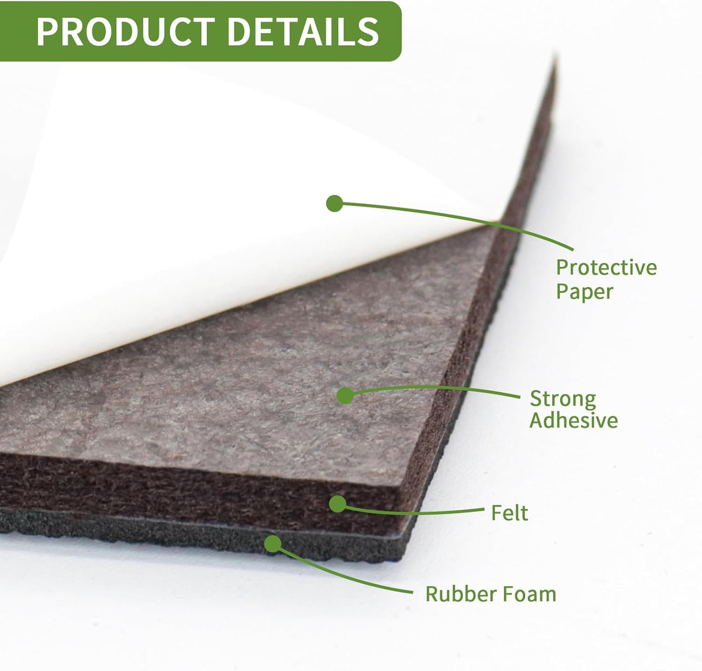 Non Slip Furniture Pads 36 PCS 1'' Square - Anti Slip Furniture Pads - Self Adhesive Rubber Feet Furniture Feet - Chair Leg Floor Protectors - Keep Furniture in Place