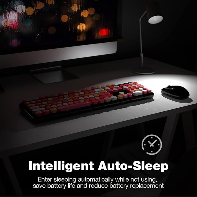 MOFii Wireless Keyboard and Mouse Combo, USB 2.4GHz Full Size Typewriter Keyboard with Number Pad and Sport Car Mouse for Office PC Computer Desktop Laptop Windows (Black Colorful)