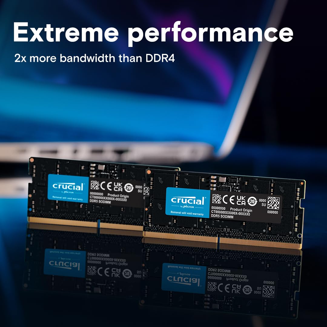 Crucial 32Gb Ddr5 Ram, 5600Mhz (Or 5200Mhz Or 4800Mhz) Laptop Memory, Sodimm 262-Pin, Compatible With 13Th Gen Intel Core And Am