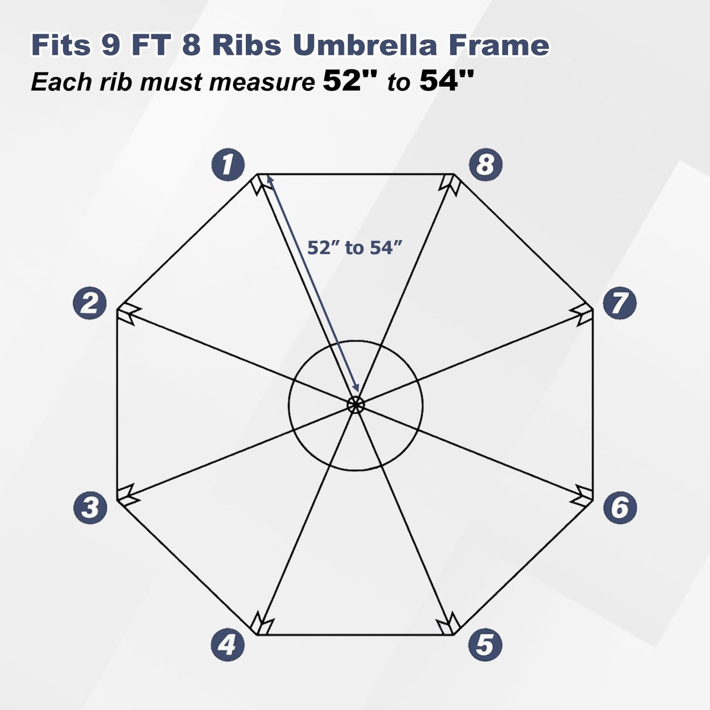 BPS Patio Umbrella Replacement Canopy for 9 ft 8 Ribs Table Umbrella, Outdoor Umbrella Replacement for Market Parasol, Olive Grove Canopy Only