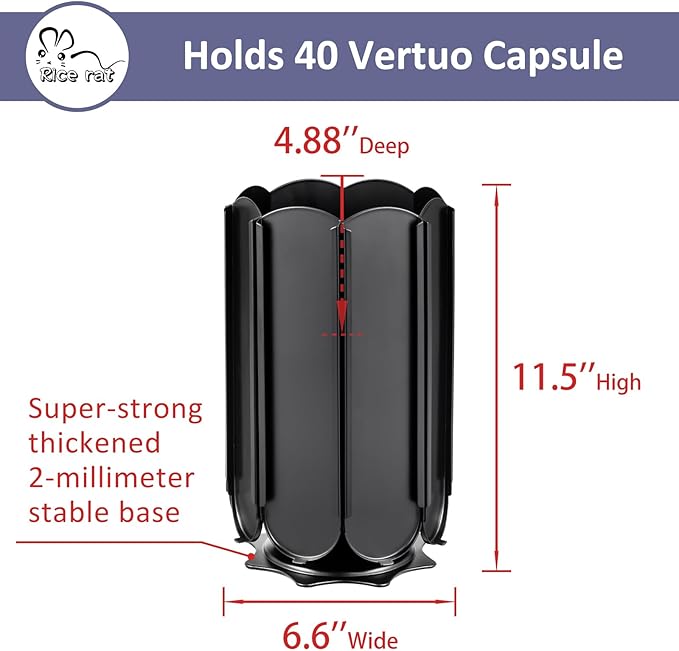Rice rat Pods Holder Capsules with Central Extra Pod Storage (Carousel-40+ Pods)