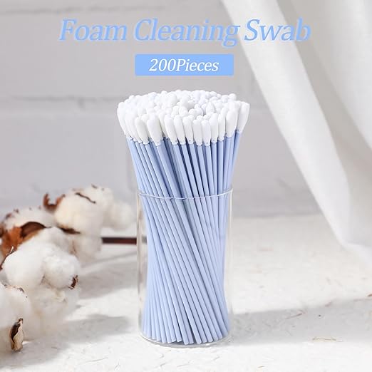 Chinco 200 Pieces Foam Swab Sponge Swab Foam Tips Sponge Stick for Inkjet Printer Print Head Camera Optical Lens Optical Equipment (Light Haze Blue,6.42 Inch)