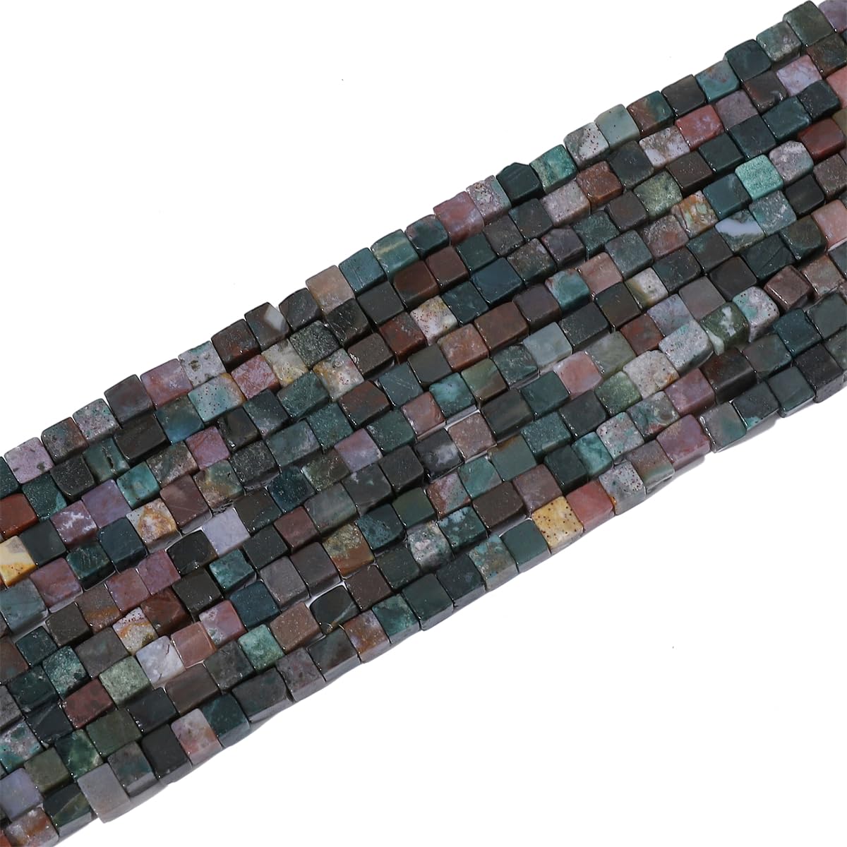BEADIA Natural Indian Agate Square Stone Beads 4x4mm 85pcs Cube Loose Semi Gemstone Beads for Jewelry Making Design