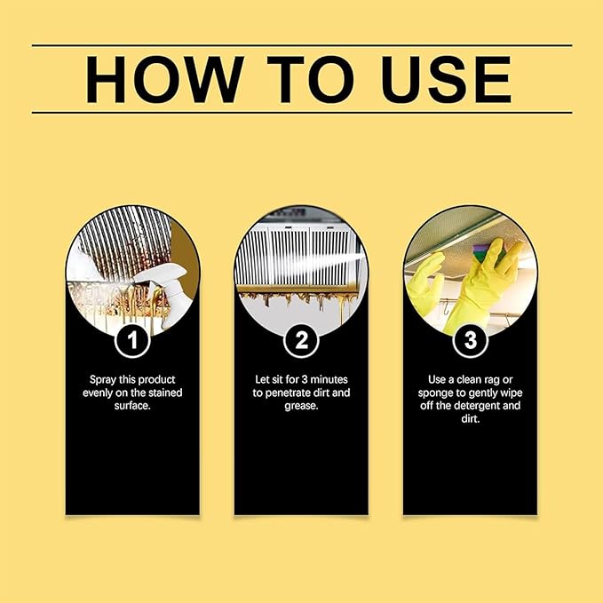 Fiell Heavy Grease Cleaner with Mild Formula Quick Decomposition,240ml Clean Kitchen up Oil Stains Spray,Kitchen Oil Cleaner,Multipurpose Oils Stain Remover Spray for Oven,Gas Stove,Cabinets,Grill (2)