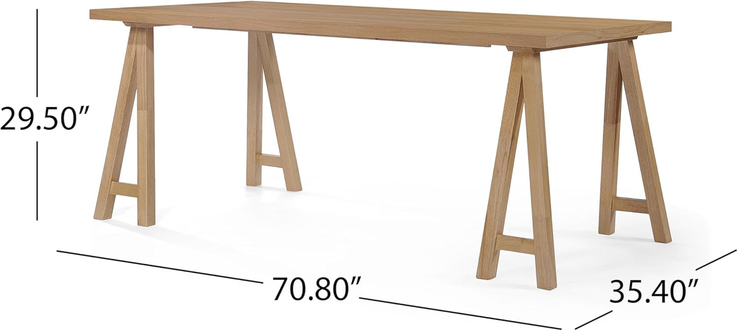 Christopher Knight Home Benson Mid-Century Modern 7 Piece Dining Set, Light Beige and Natural Oak
