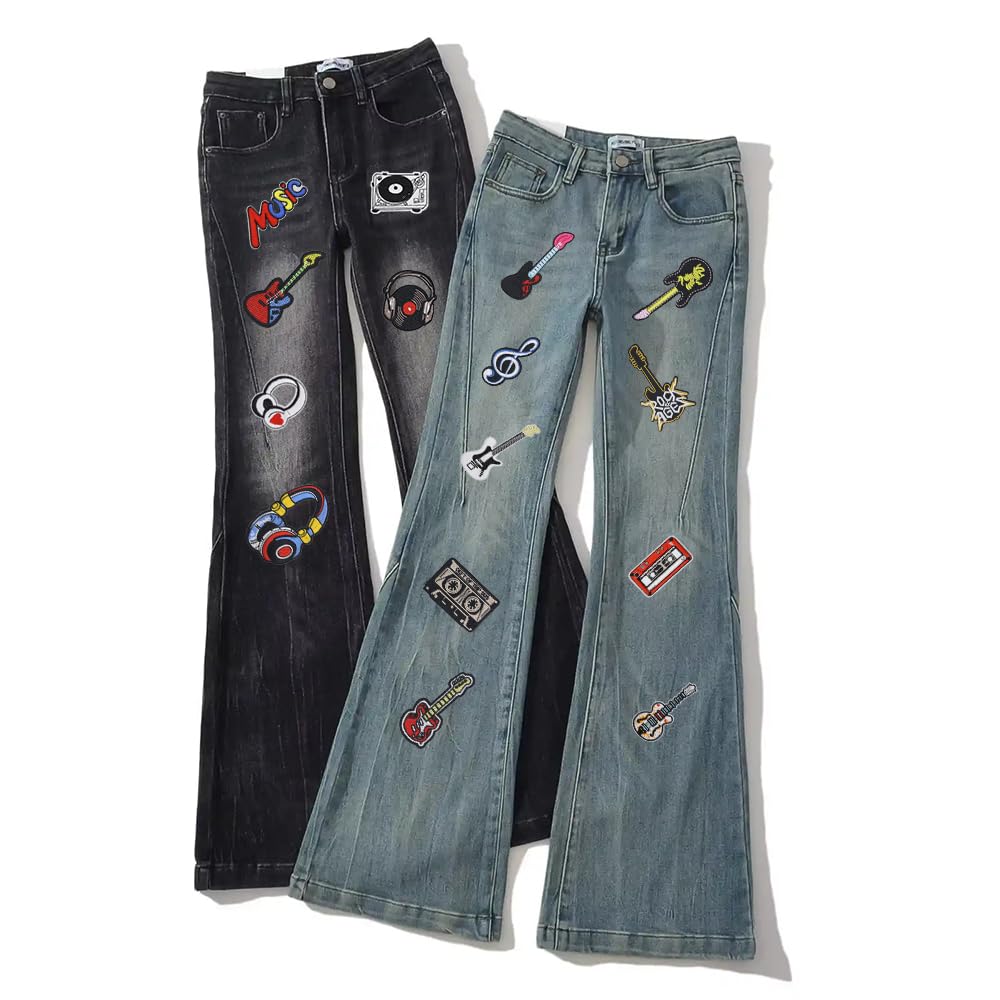 20 PCS Musician Guitar Patches Iron on/Sew on Applique Embroidered Patches for Coat Uniforms Pants Jackets Clothes Jeans Dress Vests Bags Music Fans Backpacks Hat DIY Decoration