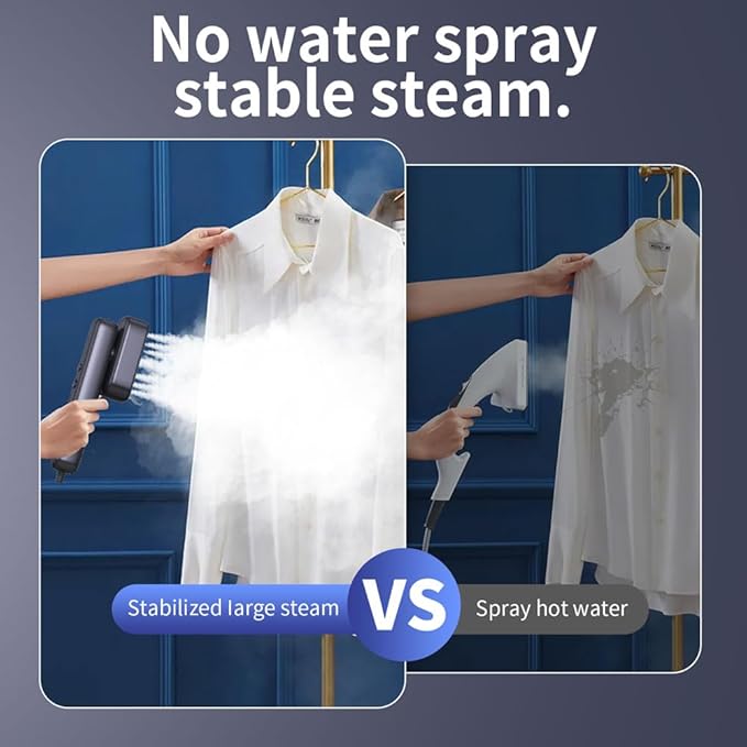 Portable Clothes Steamer Handheld for Travel, 110-230V dual voltage, 2in1 Mini Steamer & Iron for Clothes, 30s Fast Heat Up, Compact for Home,Office& Travel, Global and Europe,Asia