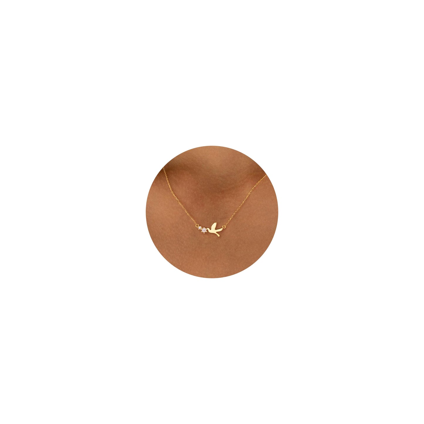 GUOKE Gold Bird Necklace - 14K Gold Plated Dainty Humming Bird Necklace Simple Jewelry for Women