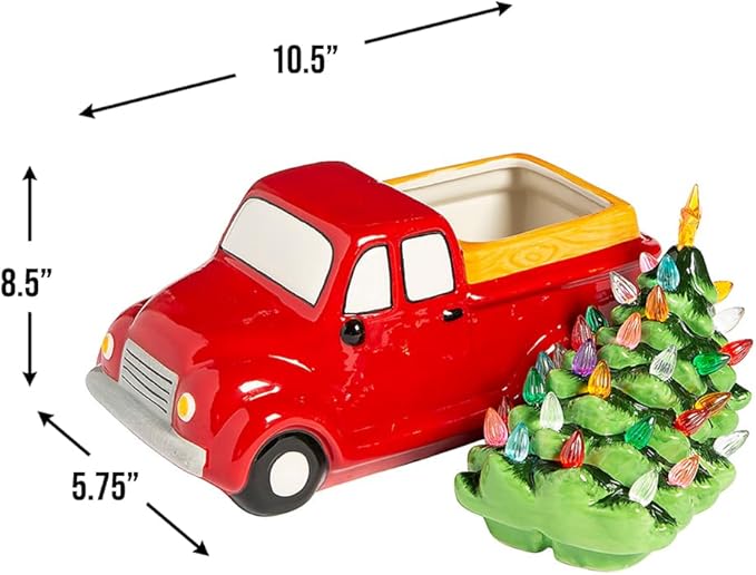 Fun Express Vintage Truck with LED Christmas Tree Cookie Jar