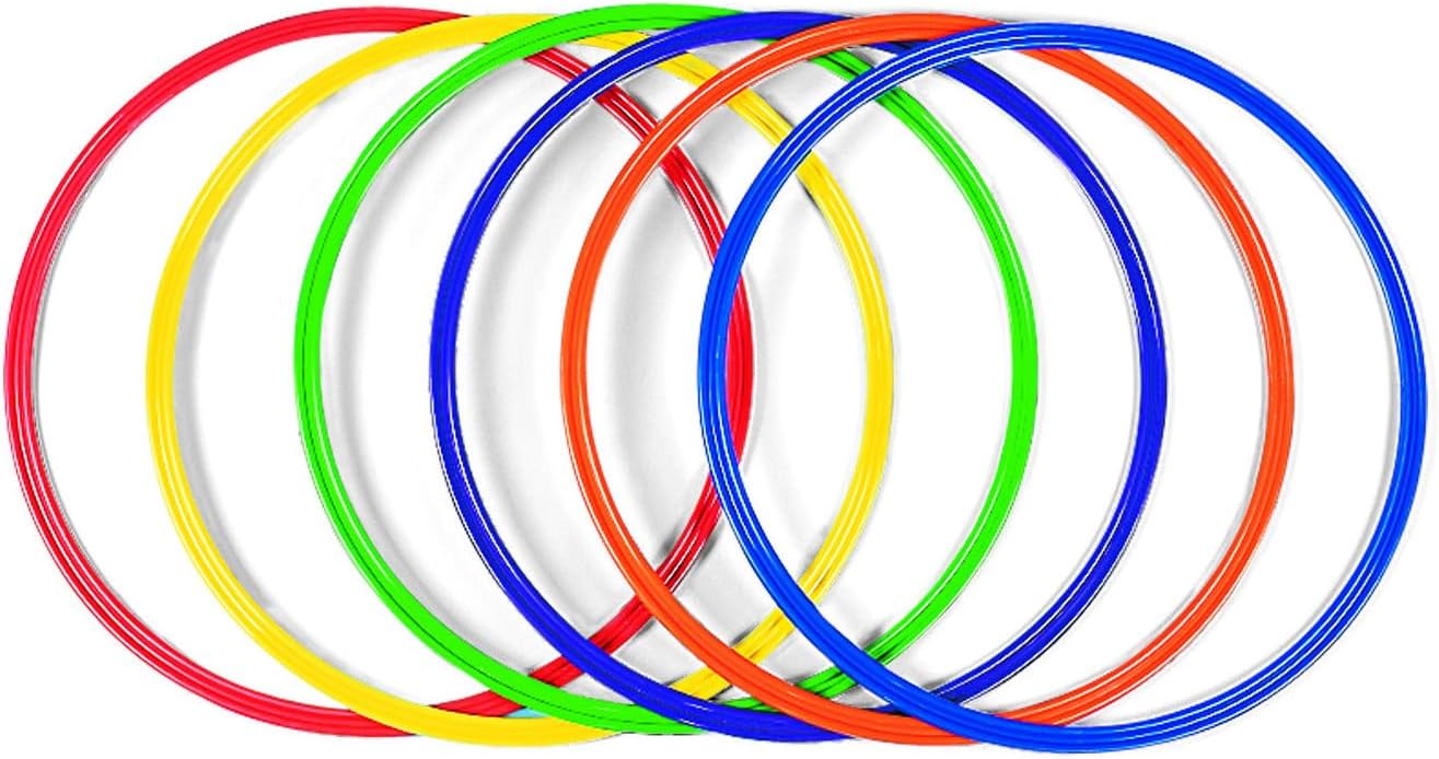 Fun Express Large 20 Inch Obstacle Course Agility Rings Set of 6 - Professional PE Equipment for Elementary School Physical Education | Carnival Games Ring Toss for Kids Outdoor Play & Field Day