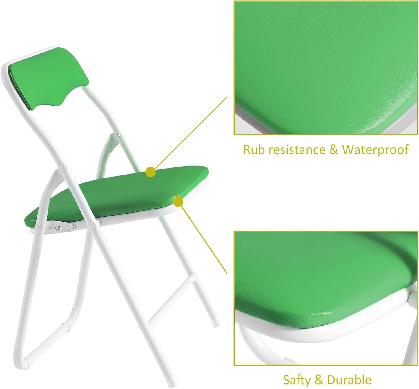 VECELO Kids Folding Activity Table and Chairs 5 Pcs Set, Portable, with Ultra Soft Padded Cushion, Green