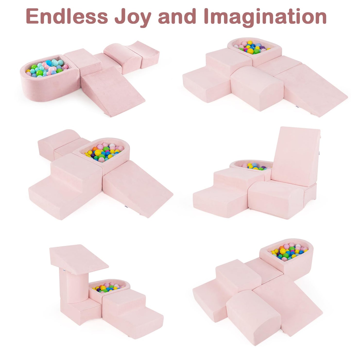 INFANS Climbing Toys for Toddlers, Foam Climbing Blocks and Ball Pit for Baby, 5pc Kids Climb and Crawl Block Activity Structure Play Set, Indoor Foam Play Gym for Crawling and Sliding