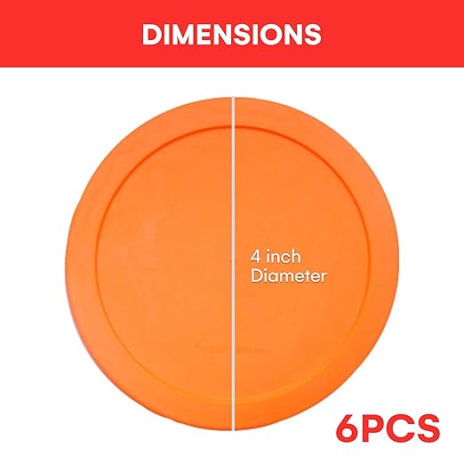 Wood Grip Lids for Pyrex and Anchor Round Glass Containers - 4-Cups, Orange-6 Pack
