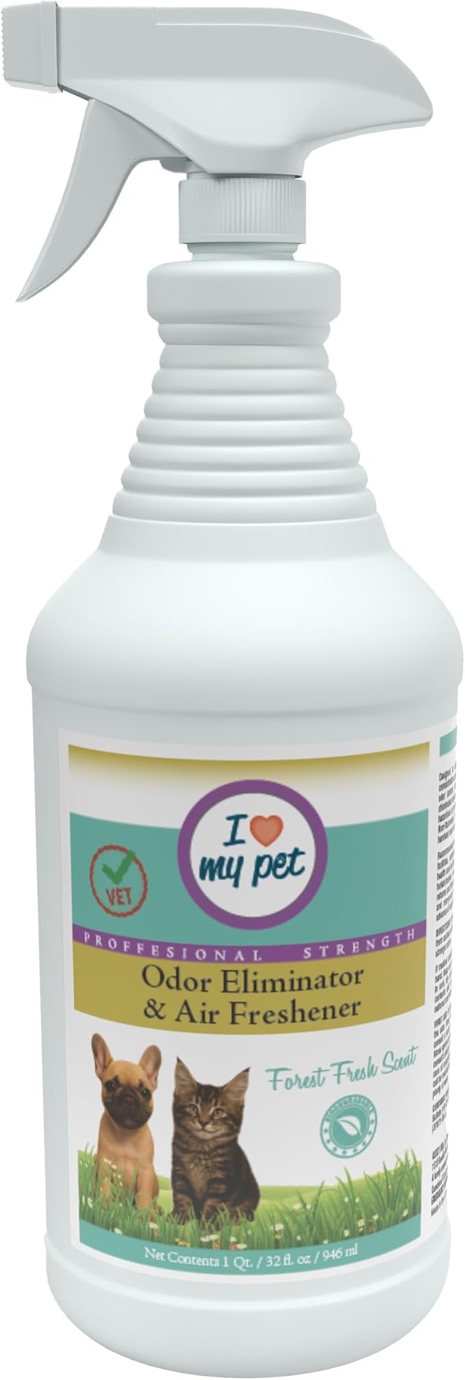 I Love My Pet Odor Eliminator Spray for Home - Instant Neutralizer for Dog and Cat Urine, Carpet, Furniture & Couch Safe, 32oz Forest Fresh Scent - Strongest Enzyme Cleaner for Pet Smell
