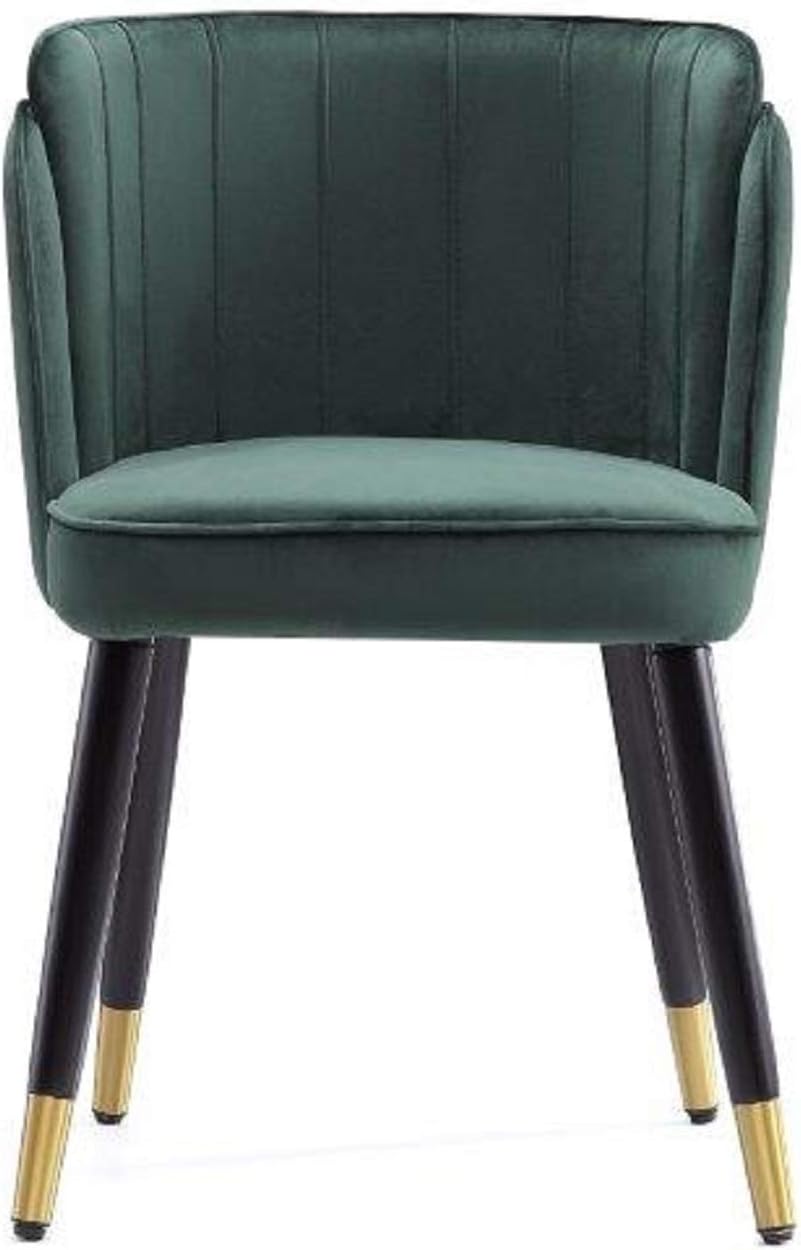 Manhattan Comfort Zephyr Modern Velvet Dining Chair, Solid Wood Frame with Gold-Tipped Splayed Legs, High Density Foam Padding, Vintage Design, Tulip Inspired Accent Furniture, Hunter Green