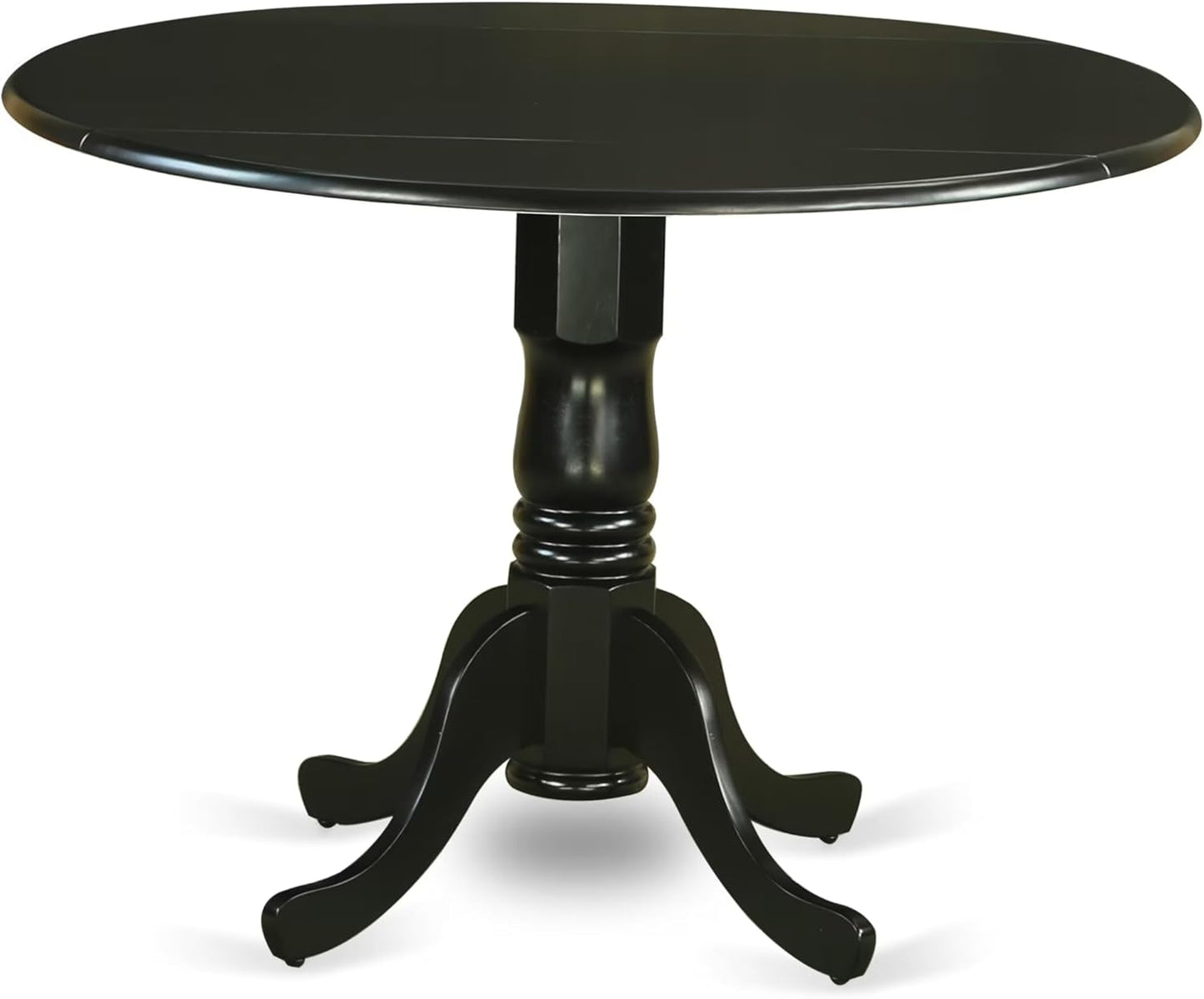 East West Furniture DLVA5-BLK-W 5 Piece Dining Set Includes a Round Dining Room Table with Dropleaf and 4 Kitchen Chairs, 42x42 Inch, Black
