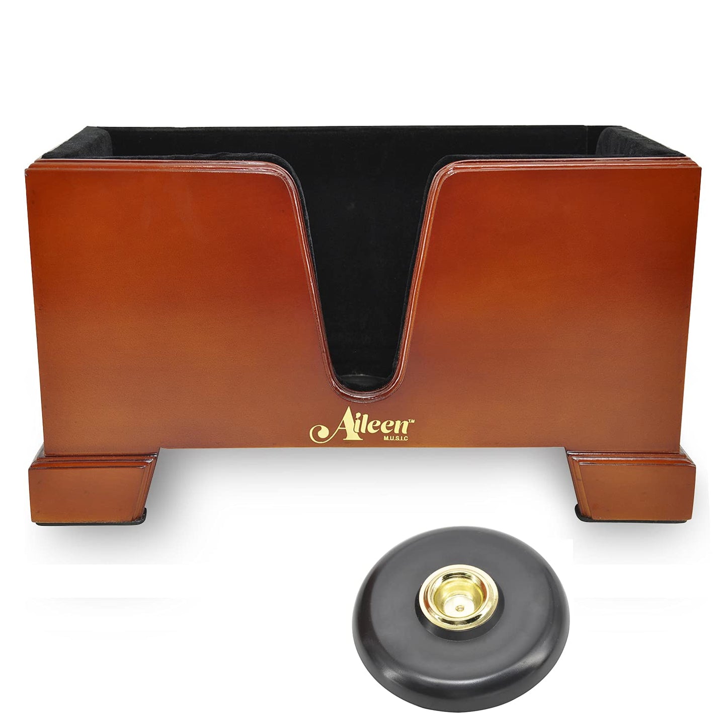 Aileen Stc02 4/4 Full Size Burgundy Wooden Cello Box Stand, Black Premium Velvet Plush Interior Including Bow Holder With Anti-S