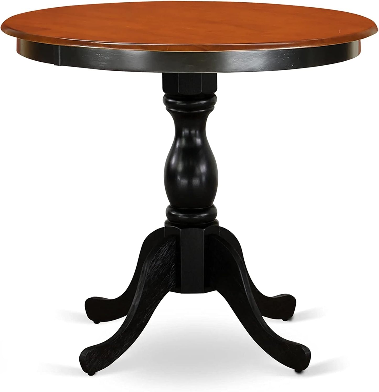 East West Furniture ESBO3-BCH-W 3 Piece Kitchen Table & Chairs Set Contains a Round Dining Room Table with Pedestal and 2 Dining Chairs, 30x30 Inch, Black & Cherry