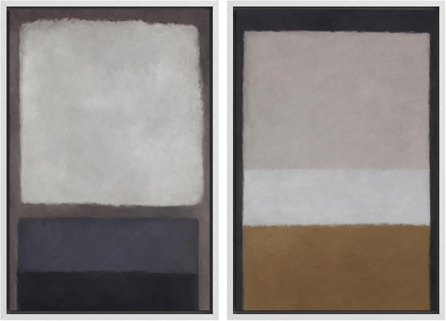 SIGNWIN Framed Canvas Print Wall Art Set Gray Brown Pastel Geometric Color Blocks Abstract Shapes Illustrations Art Contemporary Decorative for Living Room, Bedroom, Office - 24"x36"x2 White